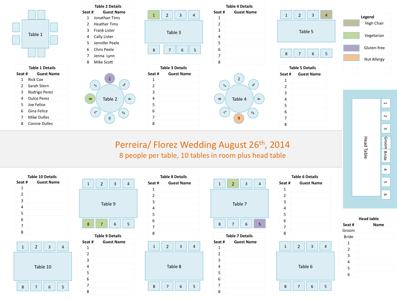 Wedding Planners Tools PowerPoint Template for Seating Charts wpic.ca