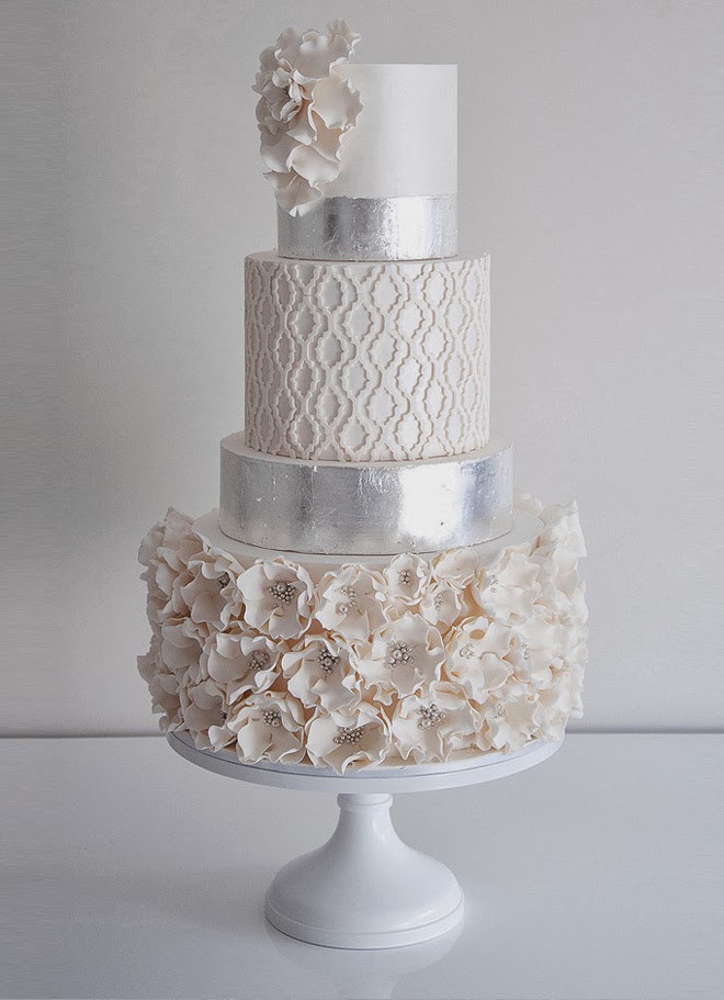 This Silver and white cake is by Coco Cakes (click for link)