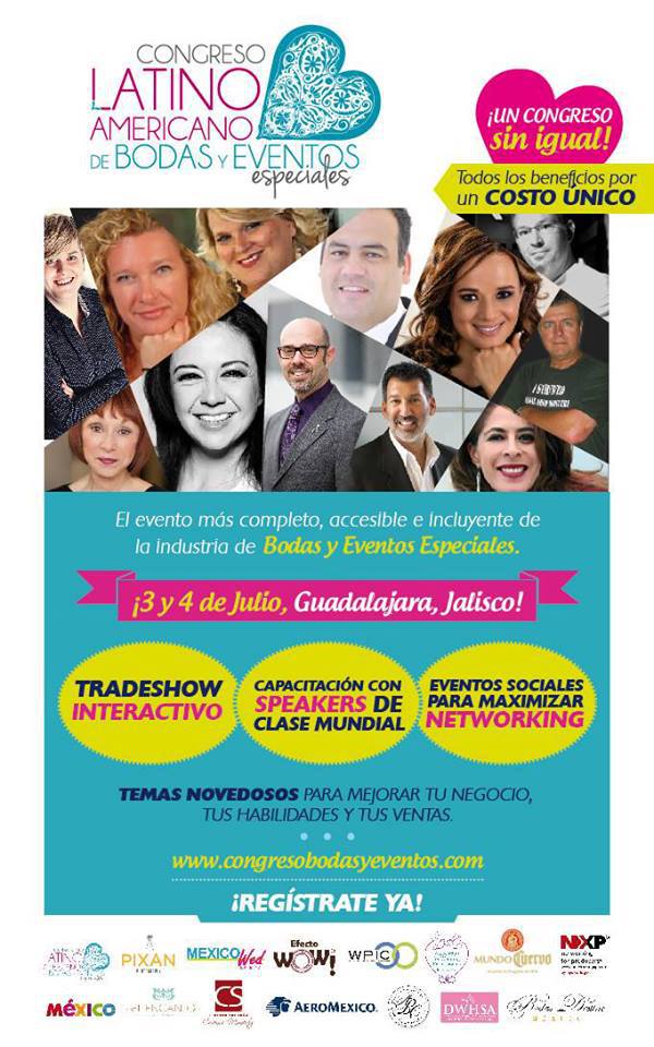 An ad showing the speakers who will be speaking at the Latin American Congress of Weddings