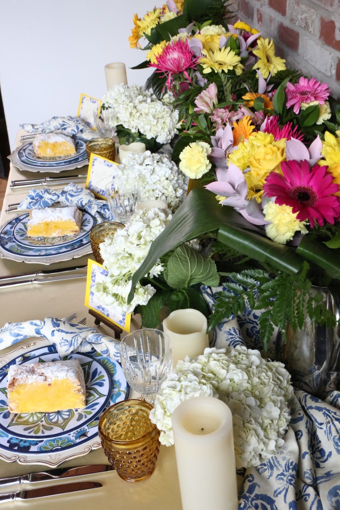 blue and yellow wedding table