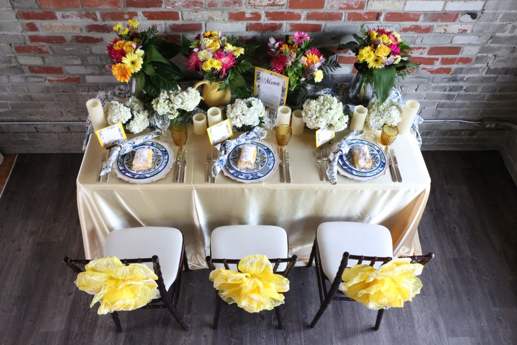 blue and yellow table