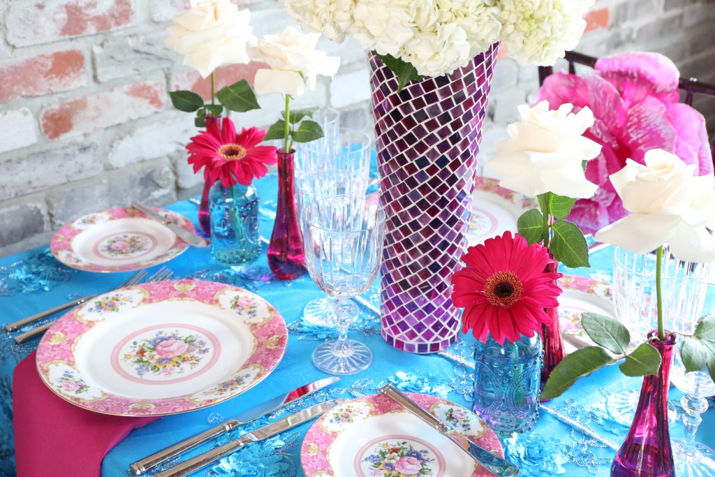 pink and blue wedding