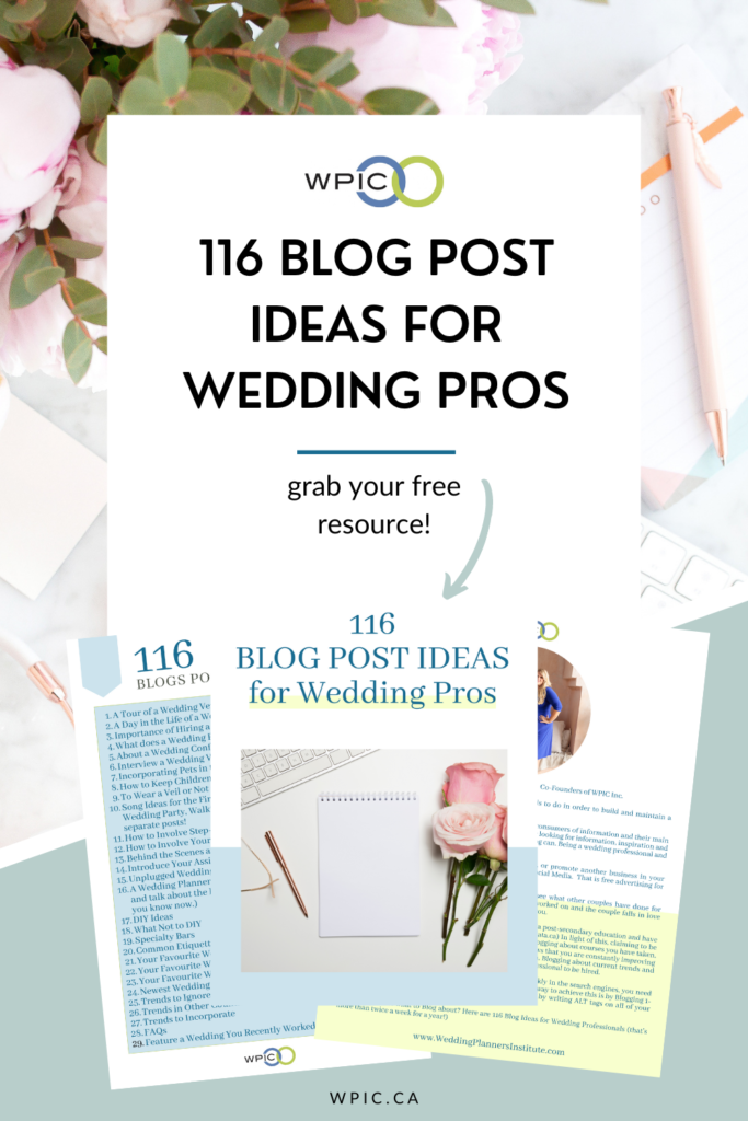 116 Blog post ideas for wedding planners