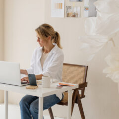 Wedding planner working at her desk