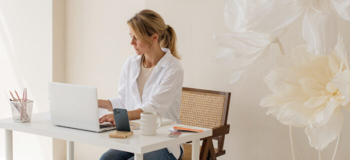 Wedding planner working at her desk