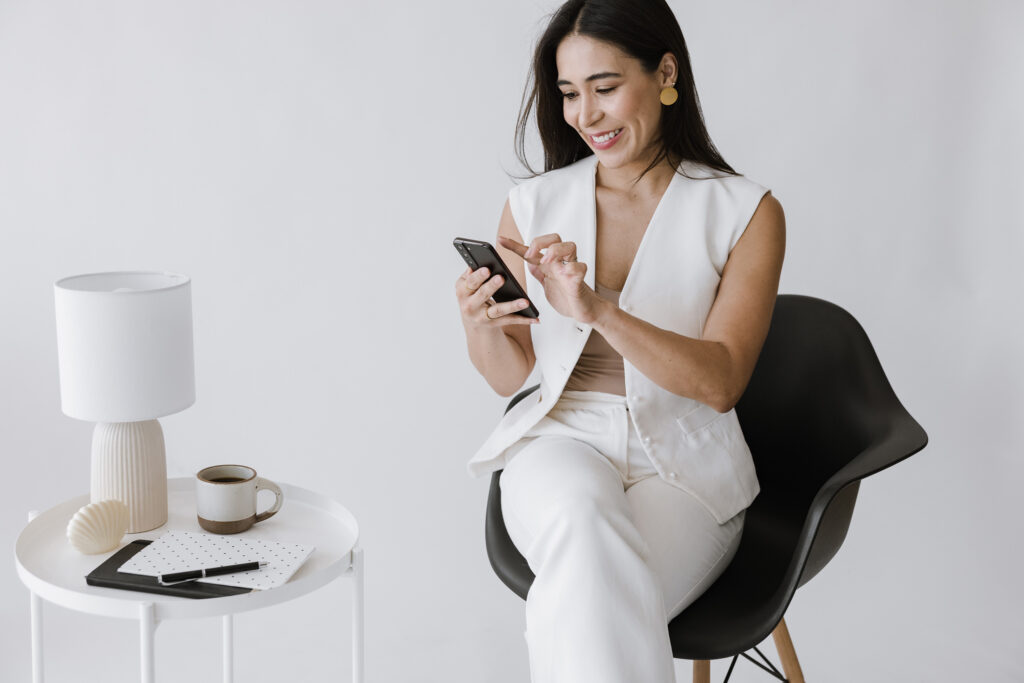 Wedding planner working on her phone