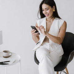 Wedding planner working on her phone