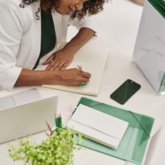 wedding planner working at her desk