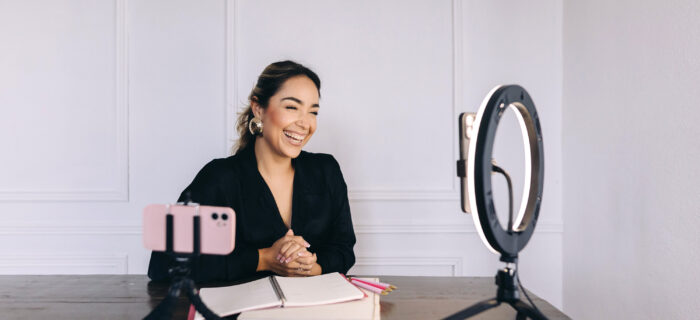 wedding planner making social media content