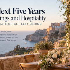 an article title photo about the future of weddings and hospitality, depicting a wedding by the sea